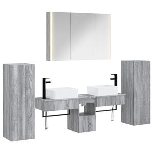 vidaXL Ensemble de mobilier de salle de bain 6 pc Sonoma gris