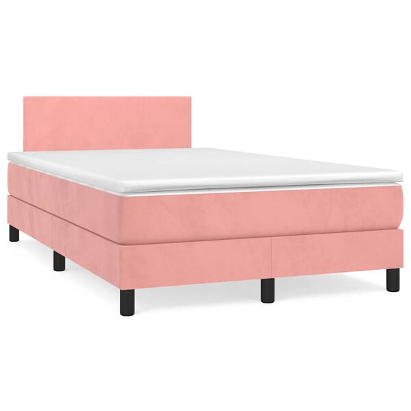 vidaXL Sommier &agrave; lattes de lit et matelas LED rose 120x190 cm velours