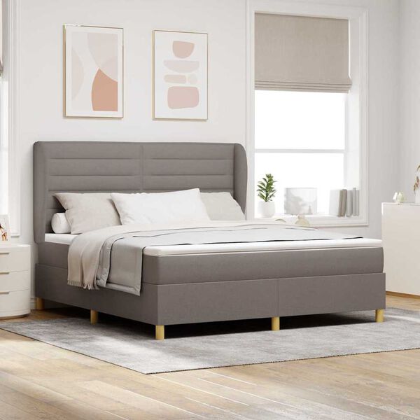 vidaXL Lit &agrave; ressorts avec matelas Taupe 200 x 180 cm tissu