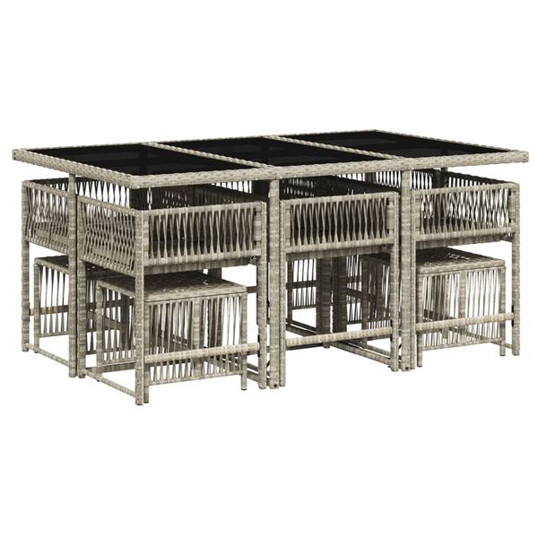 vidaXL Ensemble &agrave; manger de jardin 11pcs avec coussins gris poly rotin