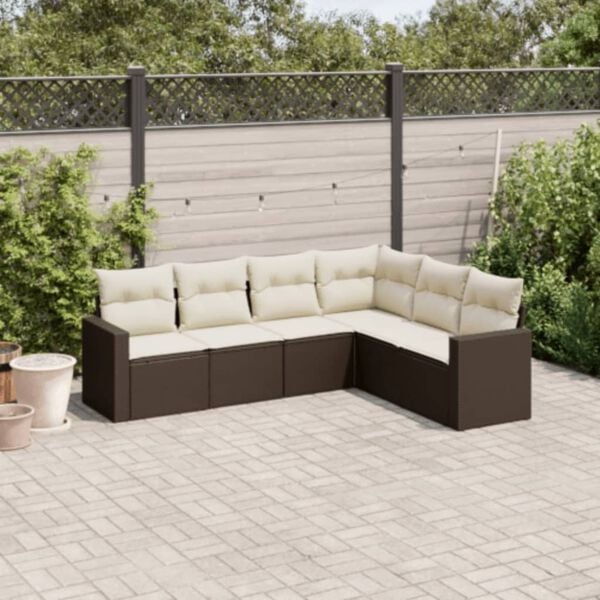 vidaXL Salon de jardin avec coussins 6 pcs marron r&eacute;sine tress&eacute;e