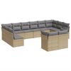 vidaXL Salon de jardin avec coussins 12 pcs beige r&eacute;sine tress&eacute;e