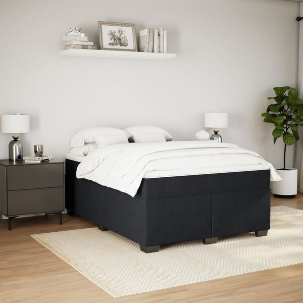 vidaXL Sommier &agrave; lattes de lit avec matelas Noir 140x190 cm Velours
