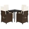 vidaXL Ensemble &agrave; manger de jardin 5 pcs et coussins marron poly rotin