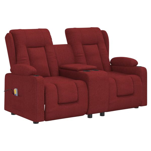 vidaXL Fauteuil de massage inclinable 2 places porte-gobelets bordeaux