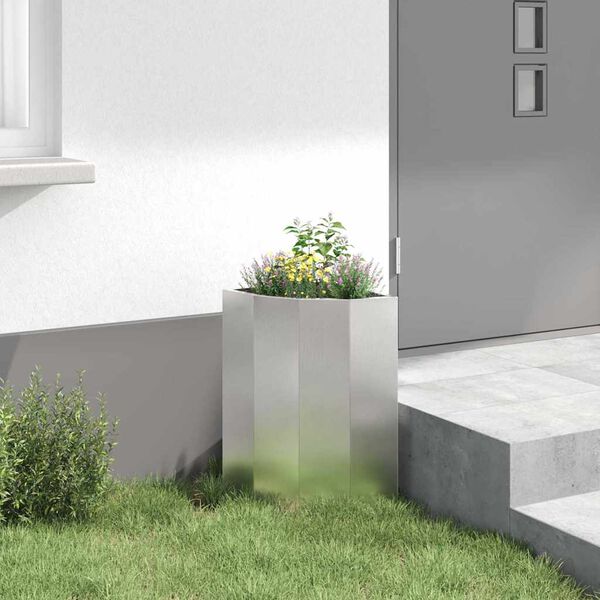 vidaXL Jardini&egrave;re d'Angle Argent 30 x 30 x 50 cm Acier inoxydable