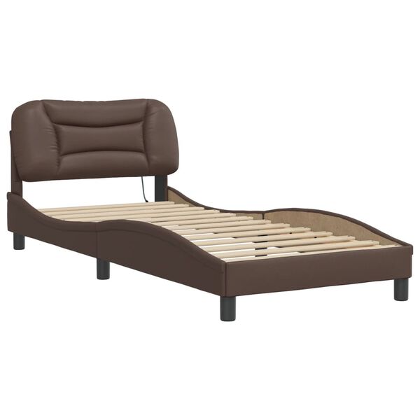 vidaXL Cadre de lit avec LED sans matelas Hvar marron 90x190 cm