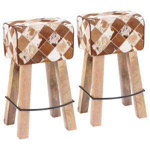 vidaXL Tabouret de bar 2 pc Patchwork marron 44 x 33 x 74 cm