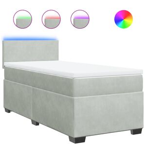 vidaXL Sommier &agrave; lattes de lit et matelas Gris clair 80x200 cm Velours