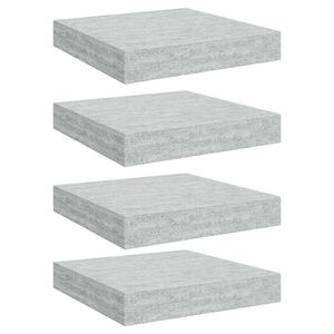 vidaXL &Eacute;tag&egrave;res murales flottantes 4 pcs gris b&eacute;ton 23x23,5x3,8 cm MDF