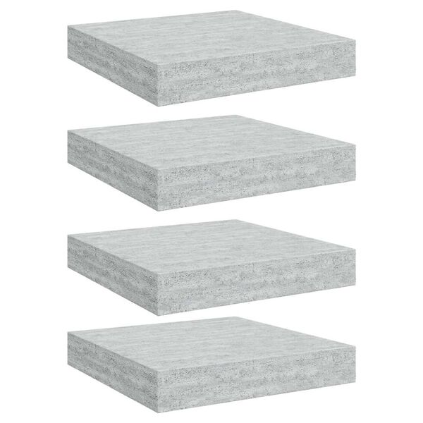 vidaXL &Eacute;tag&egrave;res murales flottantes 4 pcs gris b&eacute;ton 23x23,5x3,8 cm MDF