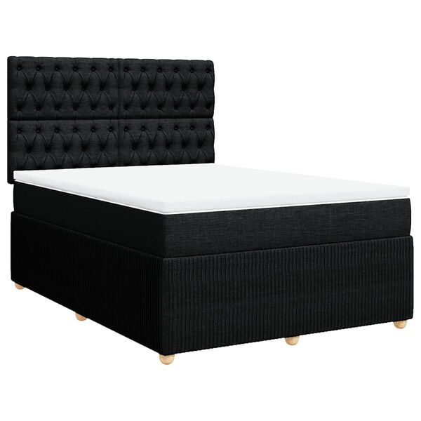 vidaXL Sommier &agrave; lattes de lit avec matelas Noir 160x200 cm Tissu