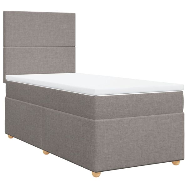 vidaXL Sommier &agrave; lattes de lit avec matelas Taupe 90x200 cm Tissu