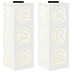 vidaXL Lumi&egrave;re de chemin LED solaire 2 pcs Blanc Acier lamin&eacute; &agrave; froid