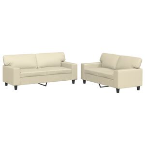 vidaXL Ensemble de canap&eacute;s 2 pcs cr&egrave;me similicuir