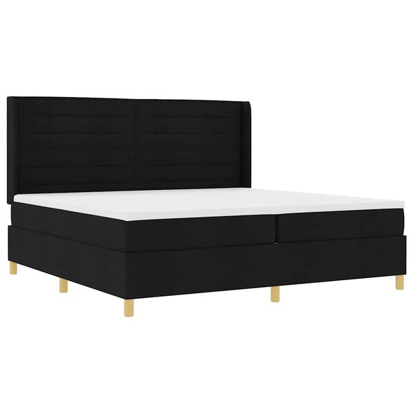 vidaXL Lit &agrave; ressorts avec matelas Noir 200 x 200 cm tissu