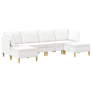vidaXL Canap&eacute; modulaire avec rangement 6 pc Blanc Tissu