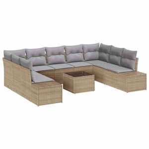 vidaXL Ensemble de canap&eacute; de jardin 9 pcs Beige et Gris clair