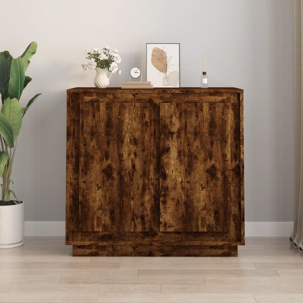 vidaXL Buffet chêne fumé 80x34x75 cm bois d'ingénierie