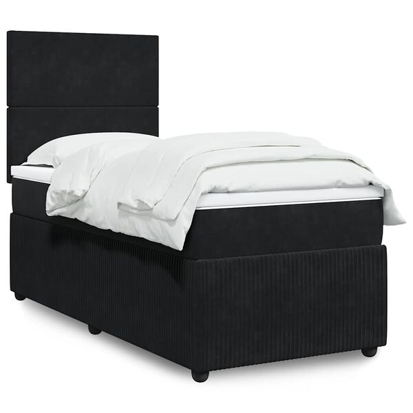 vidaXL Sommier &agrave; lattes de lit avec matelas Noir 100x200 cm Velours