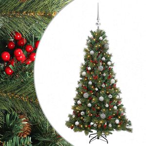 vidaXL Sapin de No&euml;l artificiel avec boules 150 cm 150 LED Blanc chaud