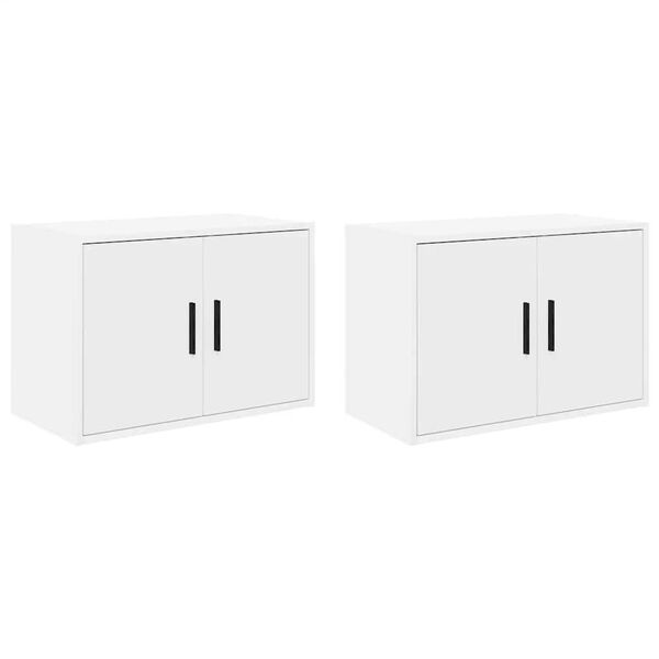 vidaXL Armoires murales de garage 2 pcs blanc bois d'ing&eacute;nierie