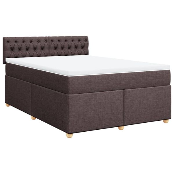 vidaXL Sommier &agrave; lattes de lit avec matelas Marron fonc&eacute; 140x200 cm