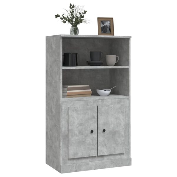 vidaXL Buffet haut gris béton 60x35,5x103,5 cm bois d'ingénierie