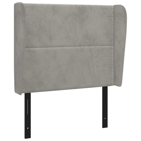 vidaXL T&ecirc;te de lit avec oreilles gris clair 103x23x118/128 cm velours