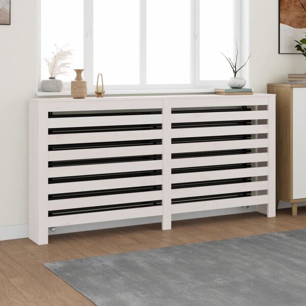 vidaXL Cache-radiateur Blanc 169x19x84 cm Bois massif de pin
