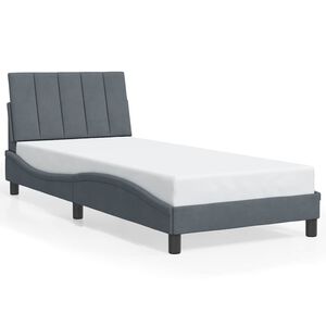 vidaXL Cadre de lit sans matelas Hanko gris fonc&eacute; 90x200 cm velours