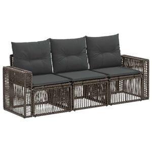 vidaXL Ensemble de canap&eacute; de jardin 3 pc Gris et Gris fonc&eacute; polyrotin