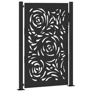 vidaXL Portail de jardin noir 100x150 cm en acier avec motif flamme