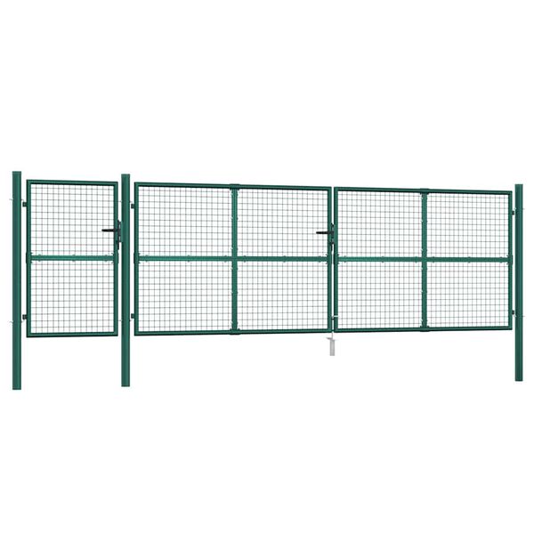 vidaXL Portail de jardin grillag&eacute; vert 500 x 125 cm en acier galvanis&eacute;