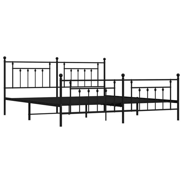 vidaXL Cadre de lit m&eacute;tal sans matelas avec pied de lit noir 200x200cm