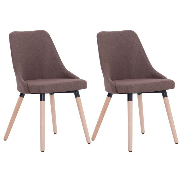 vidaXL Chaises &agrave; manger lot de 2 marron tissu