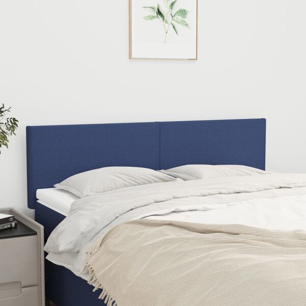 vidaXL T&ecirc;tes de lit Bleu 144x5x78/88 cm Tissu