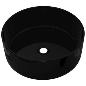 vidaXL Lavabo rond C&eacute;ramique Noir 40 x 15 cm