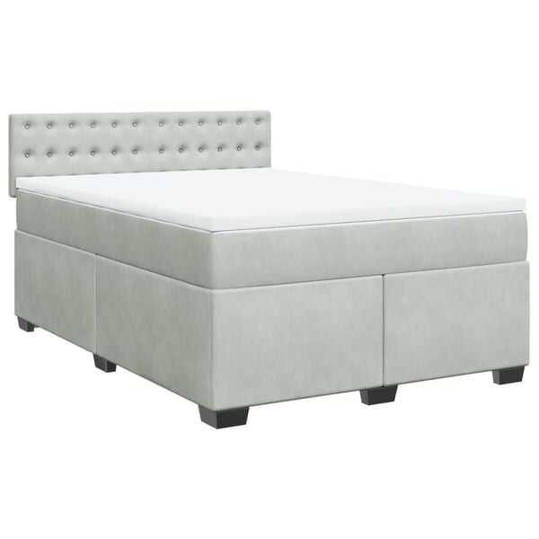 vidaXL Sommier &agrave; lattes de lit et matelas Gris clair 140x200cm Velours
