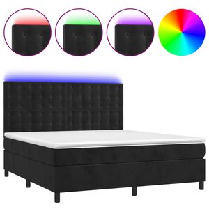 vidaXL Sommier &agrave; lattes de lit matelas et LED Noir 180x200 cm Velours