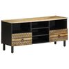 vidaXL Meuble TV noir 100x33,5x46 cm bois massif manguier brut