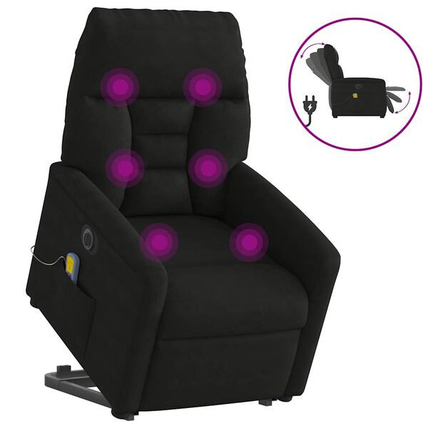 vidaXL Fauteuil inclinable de massage &eacute;lectrique noir tissu microfibre