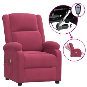 vidaXL Fauteuil &eacute;lectrique de massage Bordeaux Velours