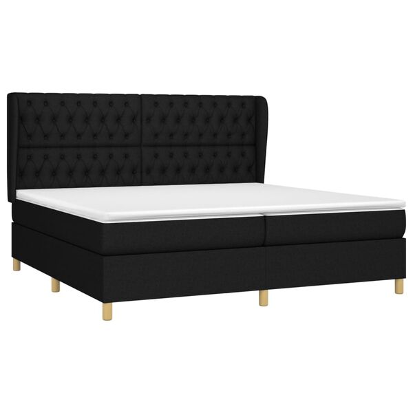 vidaXL Sommier &agrave; lattes de lit avec matelas Noir 200x200 cm Tissu
