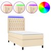 vidaXL Sommier &agrave; lattes de lit matelas et LED Cr&egrave;me 80x200cm Tissu