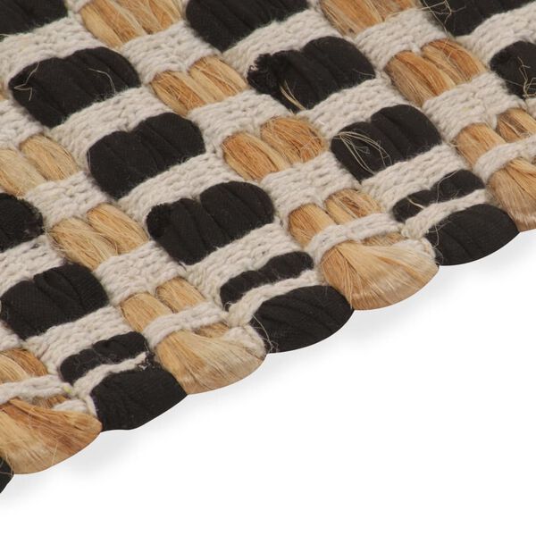 vidaXL Tapis de salle de bain tiss&eacute;s &agrave; la main Jute Naturel et Noir