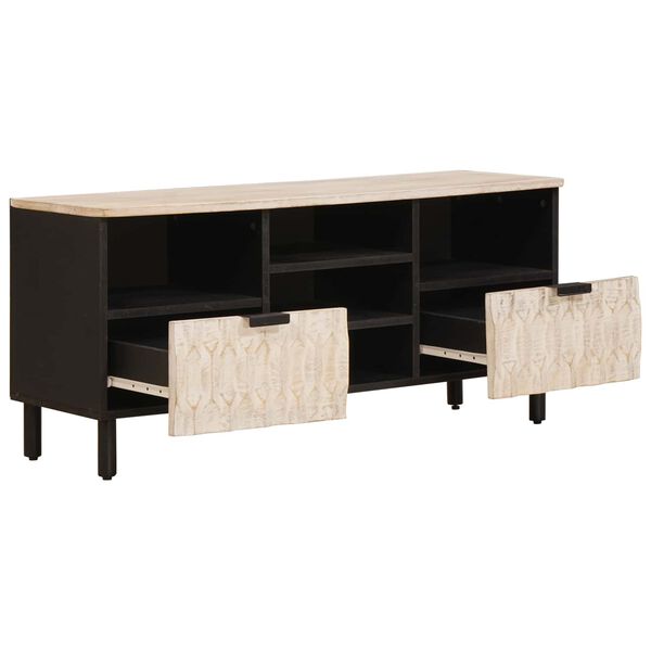 vidaXL Meuble TV avec tiroir Finition Lavage Blanc 100 x 33 x 46 cm