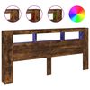 vidaXL T&ecirc;te de lit &agrave; LED ch&ecirc;ne fum&eacute; 220x18,5x103,5cm bois d'ing&eacute;nierie