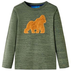 T-shirt enfants avec manches longues m&eacute;lange kaki 104