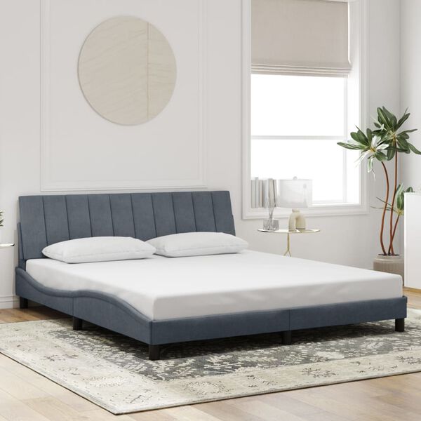 vidaXL Cadre de lit avec LED sans matelas Hanko gris fonc&eacute; 180x200cm velours